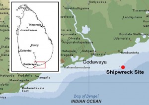 Figure 1. Map showing the location of the Godawaya shipwreck site