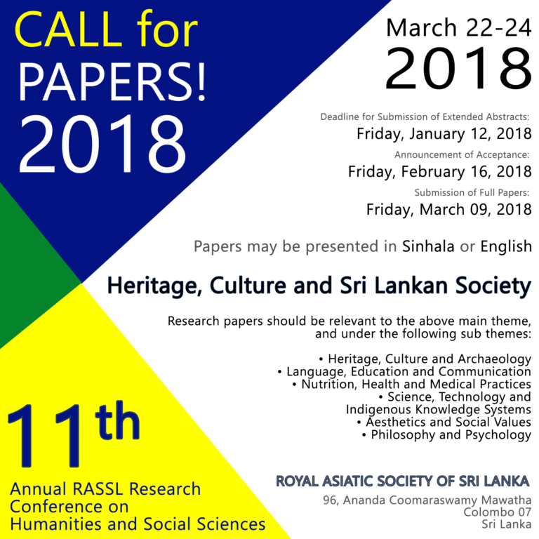 Call for Papers – 11th Annual RASSL Research Conference on Humanities and Social Sciences
