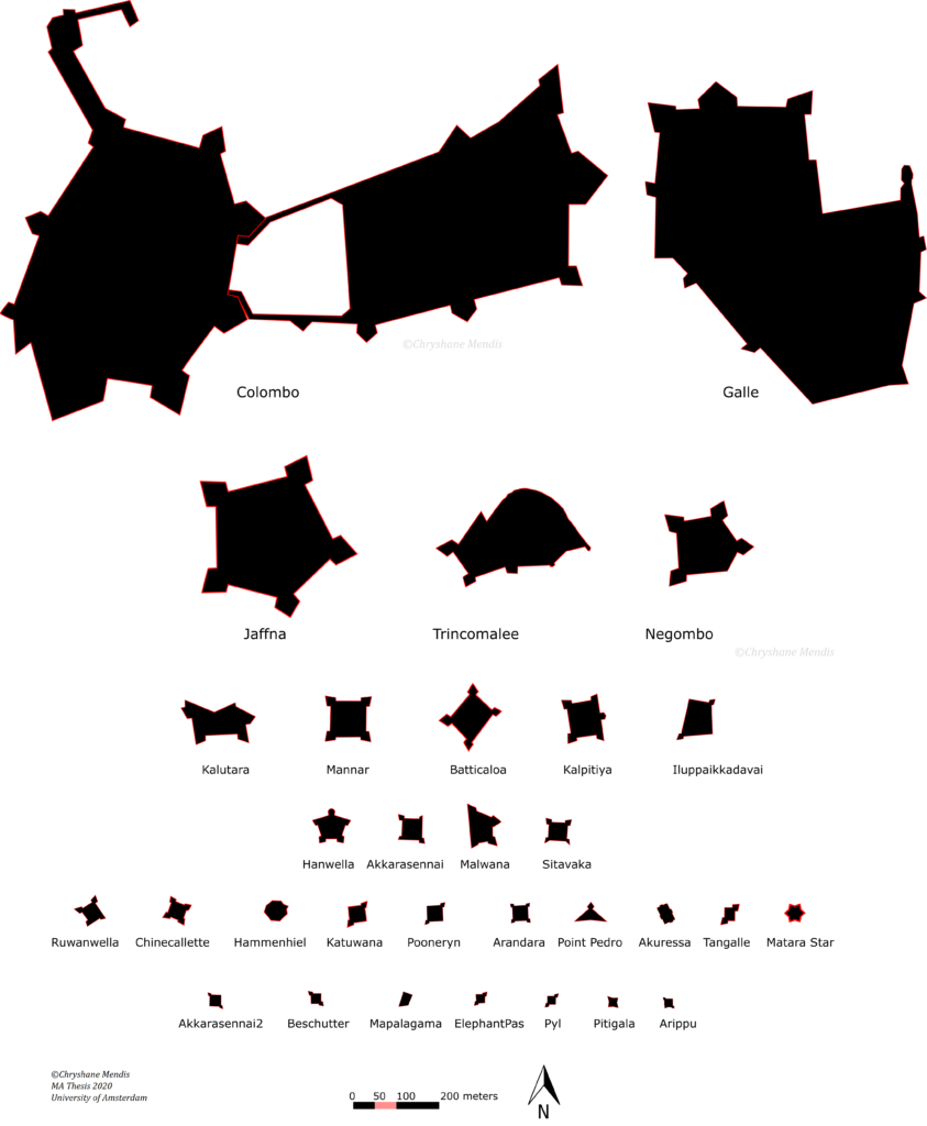 Comparison of Dutch Forts of Sri Lanka (Mendis, 2020).