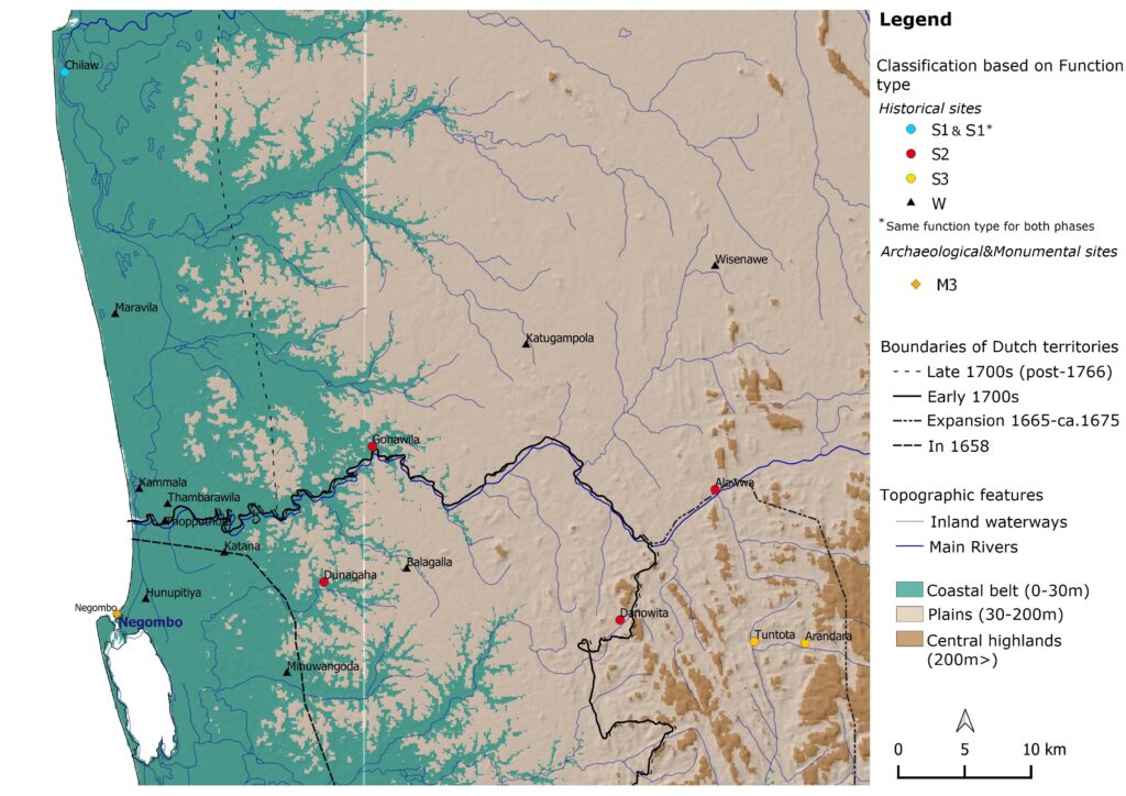 Distribution of all inventoried Dutch fortification sites â€“ Western Sri Lanka around Maha Oya basin (Mendis, 2020)