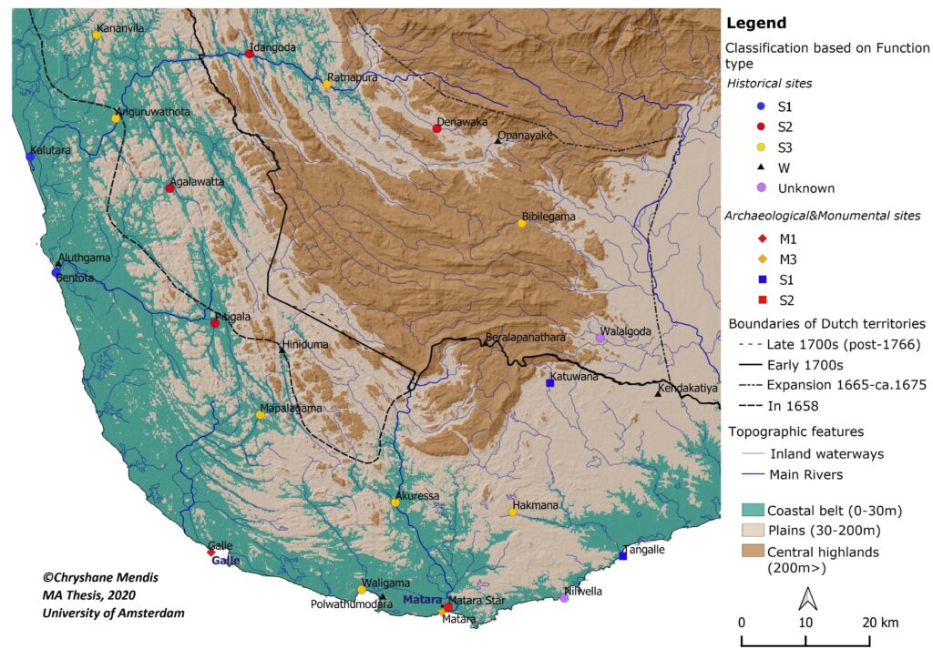 Distribution of all inventoried Dutch fortification sites â€“ Southwestern and Southern Sri Lanka (Mendis, 2020)