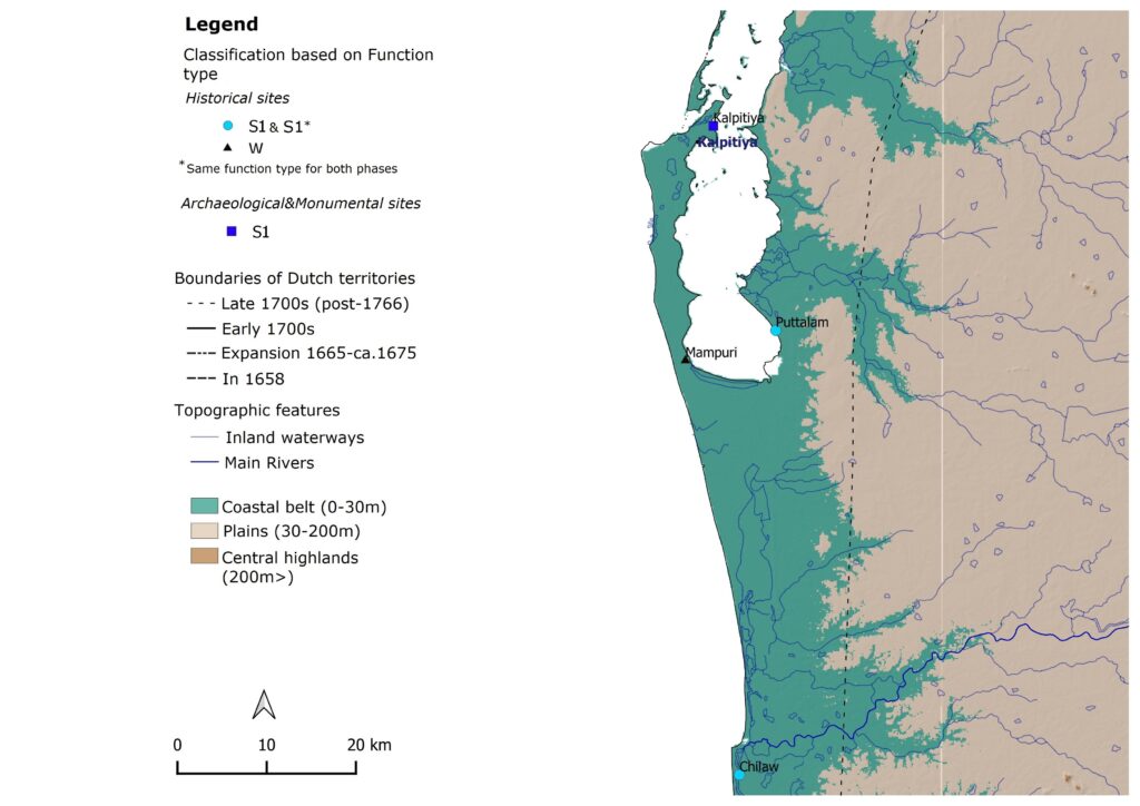 Distribution of all inventoried Dutch fortification sites â€“ Western Sri Lanka around the Peninsula of Kalpitiya (Mendis, 2020)