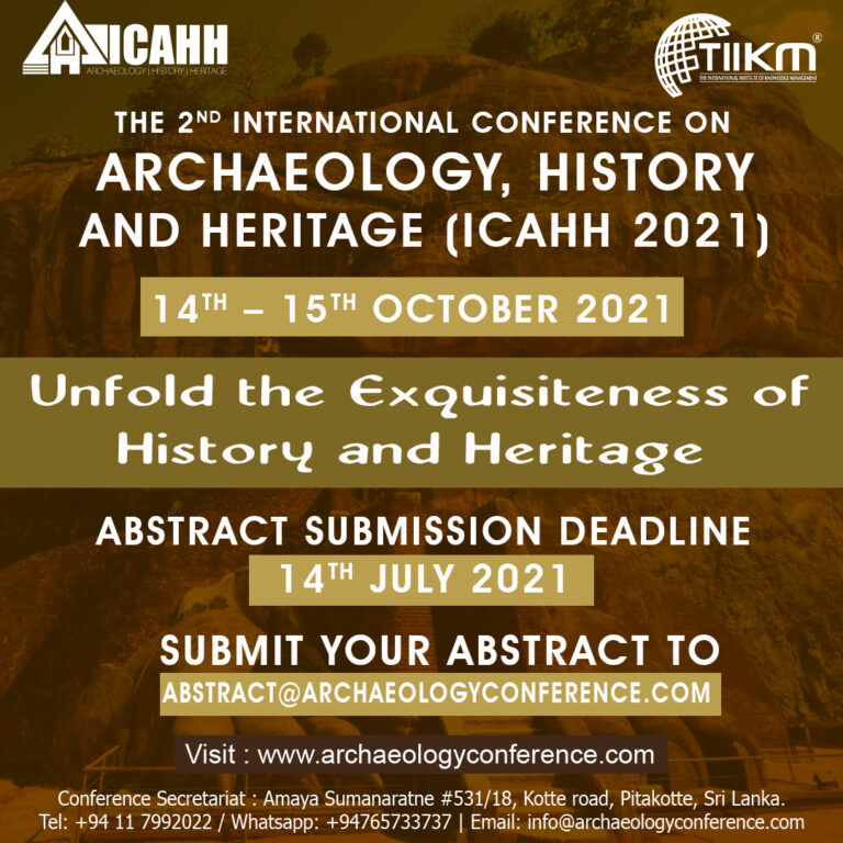 2nd International Conference on Archaeology, History and Heritage 2021