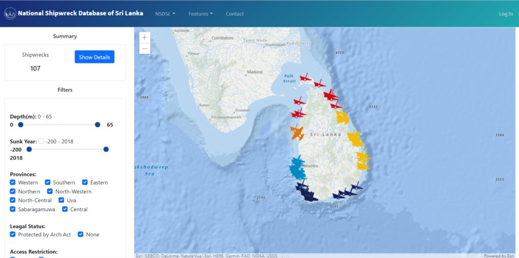 Sri Lanka Dive Sites Shipwreck Distribution