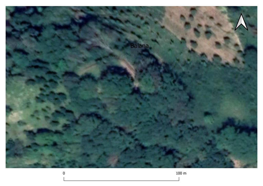 Balana with standard hillshade compared to Google Earth satellite image