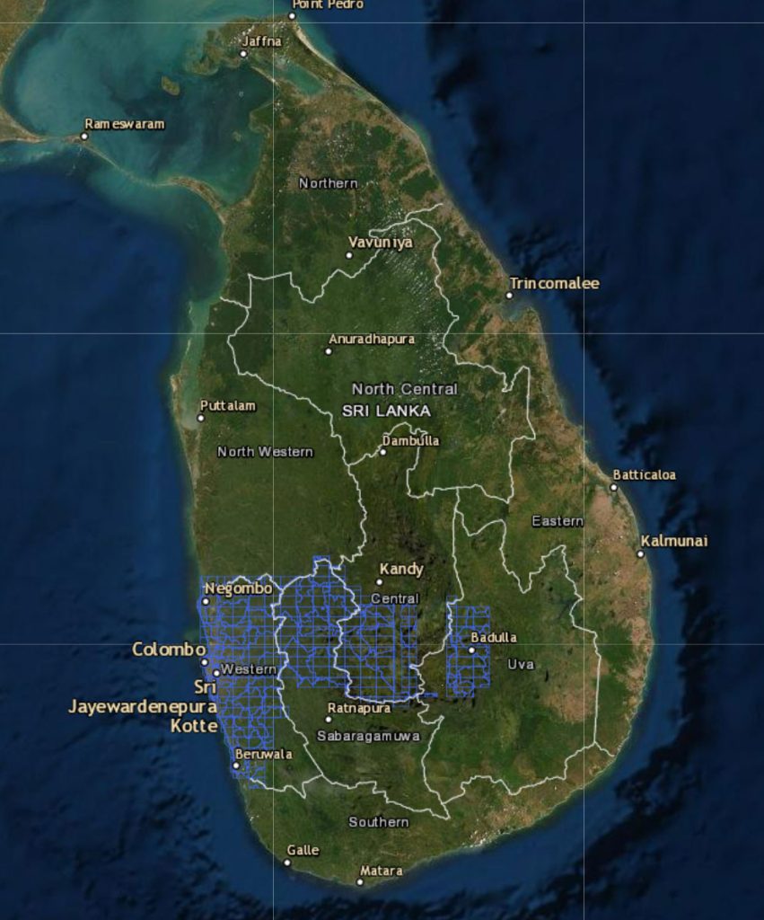 LiDAR data map from the Survey Department